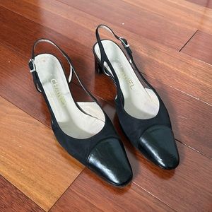 Chanel Black Slingbacks 38 AUTHENTIC